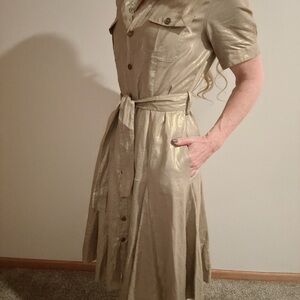 Ralph Lauren Gold Midi Dress with Belt